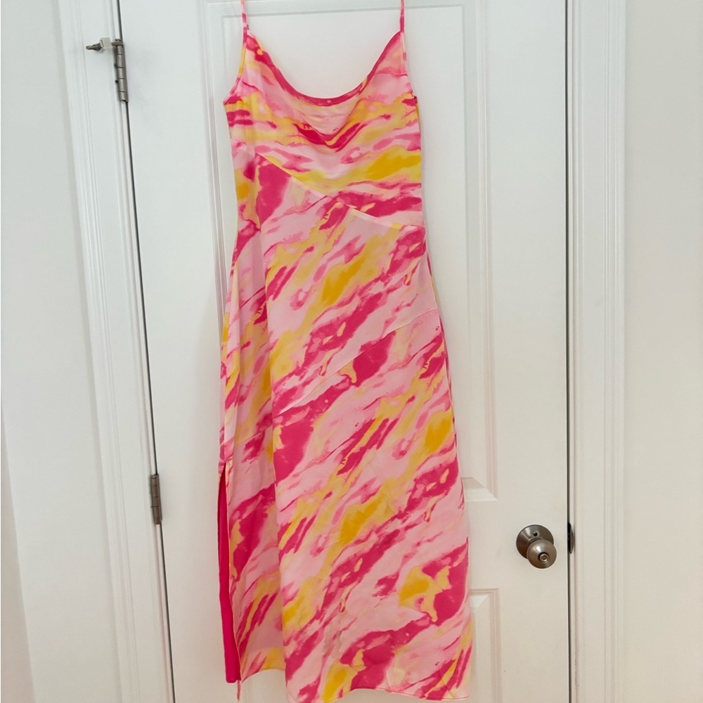Aqua Pink and Yellow Sunset Dress